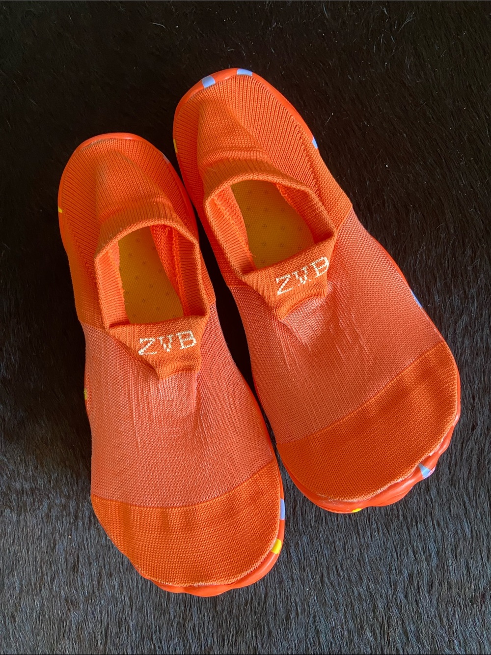 Orange Slip-On Water Shoes with Stretch Knit Upper